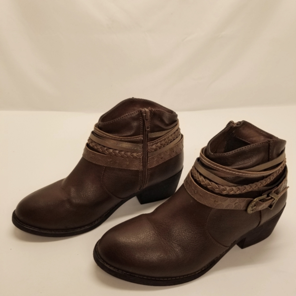 Jelly Pop Serena Womans Size 7.5 Faux Leather Brown Slouch Ankle Boots Slouch